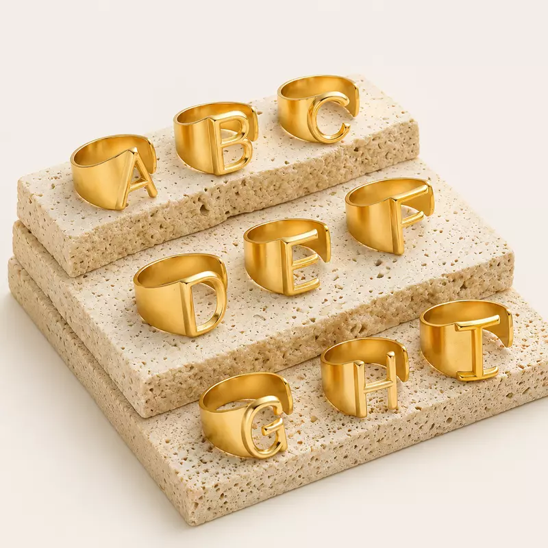 Cuff style Initial Ring