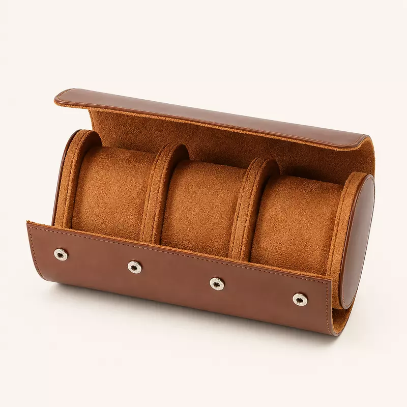 Engraved Leather Watch Roll