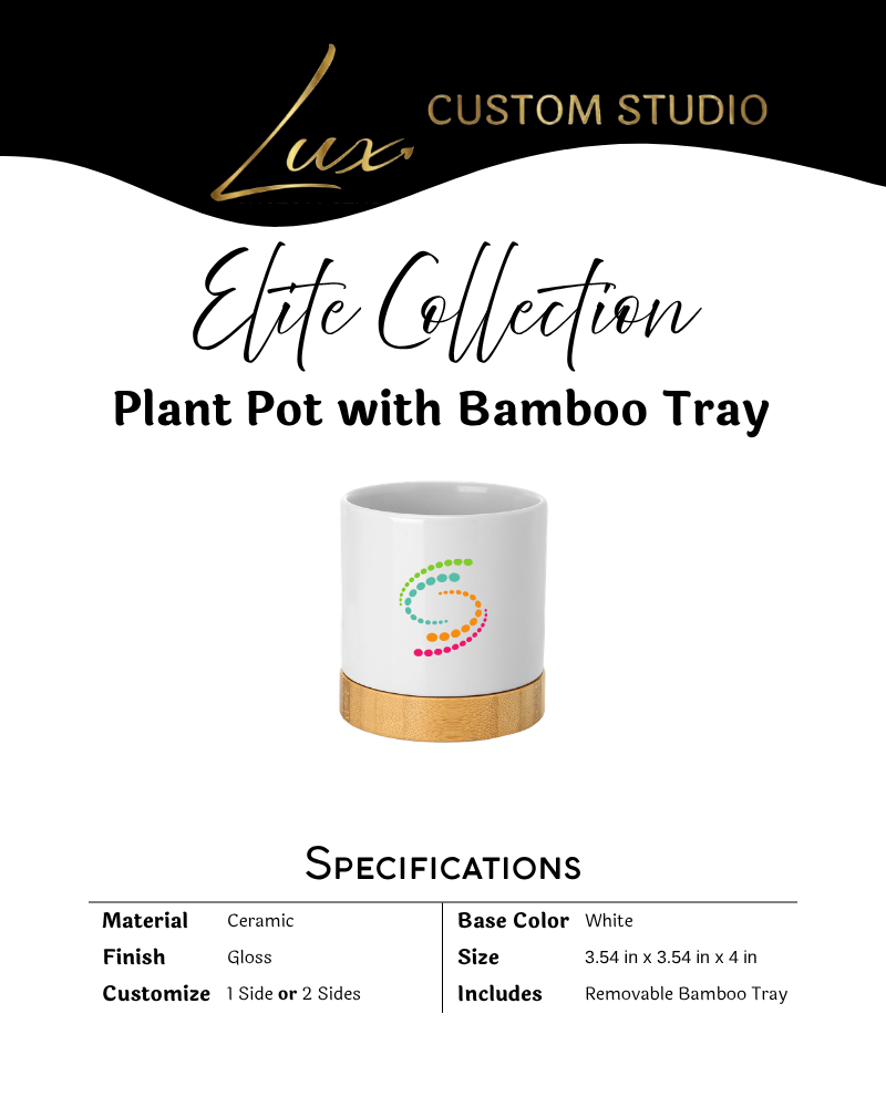 Elite Collection Plant Pot with Bamboo Tray