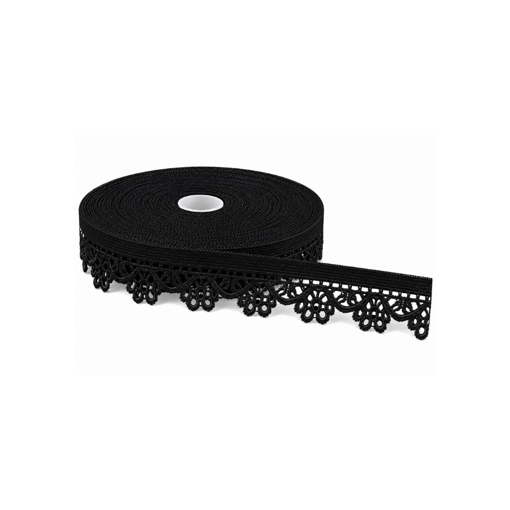 Encaje Elastico Tentacion Negro 14Mm X 50 Yardas Encaje Elastico Tentacion Negro 14Mm X 50 Yardas