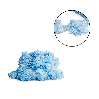 Encaje Flores 6Cm 145 Azul Celeste Rollo X 10 Yardas