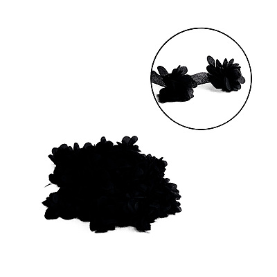Encaje Flores 6Cm 75 Negro 75 Rollo X 10 Yardas
