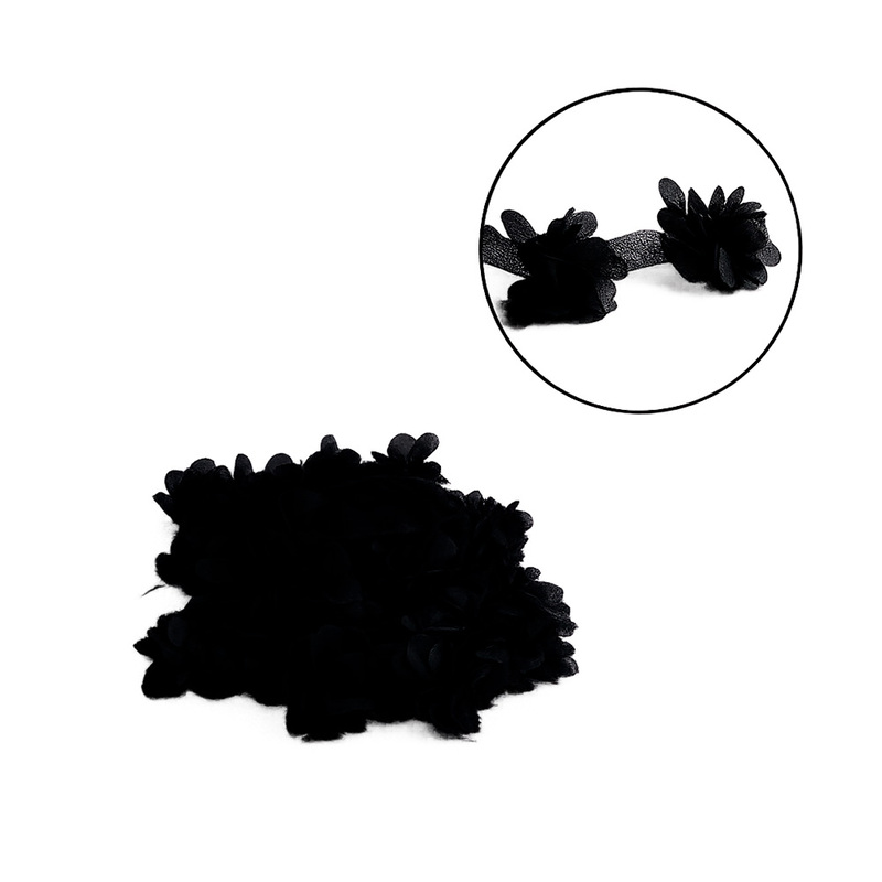 Encaje Flores 6Cm 75 Negro 75 Rollo X 10 Yardas