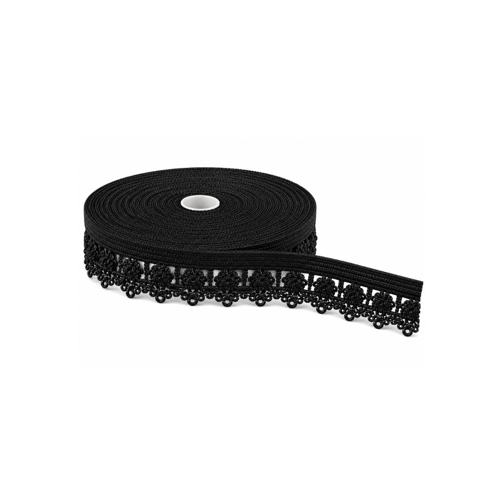 Encaje Elastico Encanto Negro 14Mm X 50 Yardas Encaje Elastico Encanto Negro 14Mm X 50 Yardas