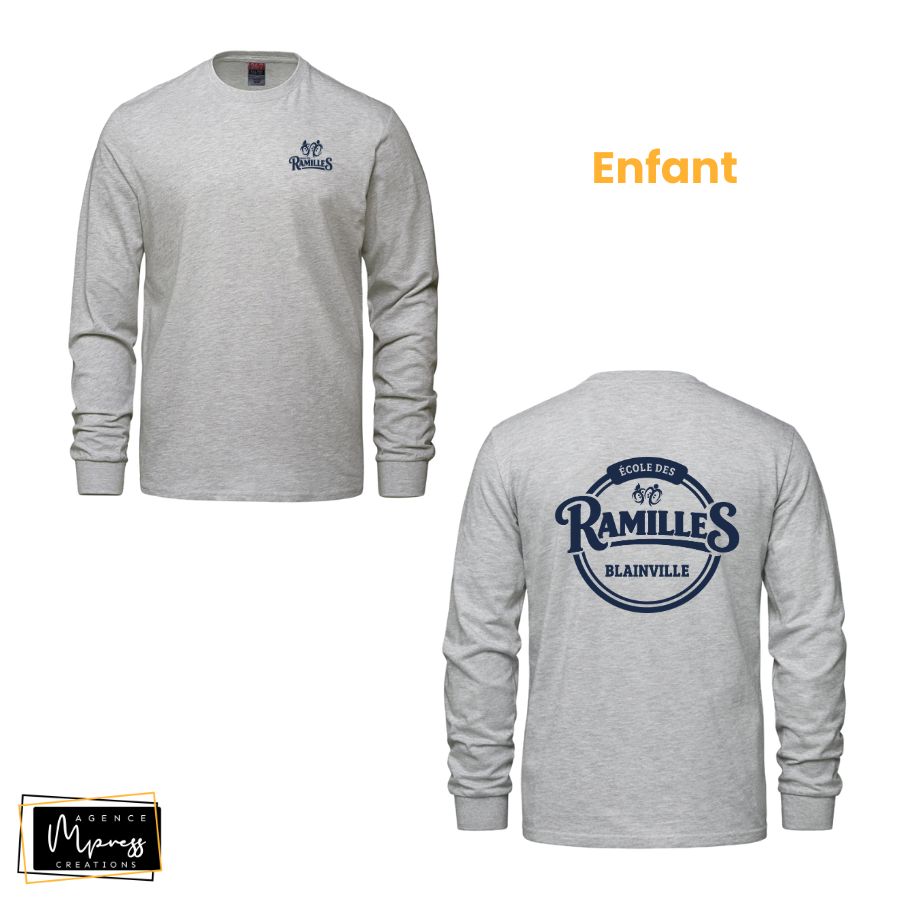 Enfant - Chandail manches longues Gris (Ramilles) Enfant - Chandail manches longues Gris (Ramilles)
