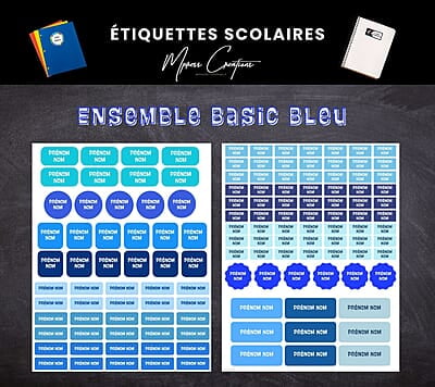 Étiquettes thématique Basic Bleu