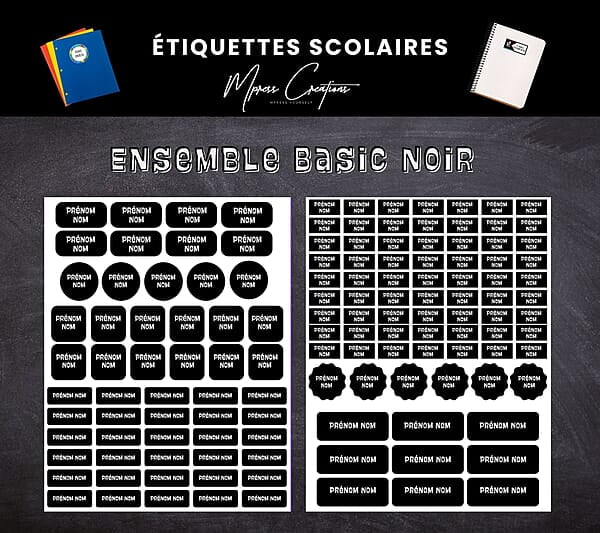 Étiquettes thématique Basic Noir Étiquettes thématique Basic Noir