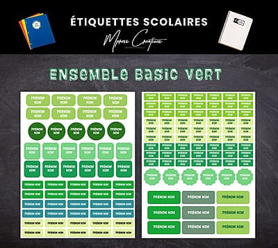 Étiquettes thématique Basic Vert