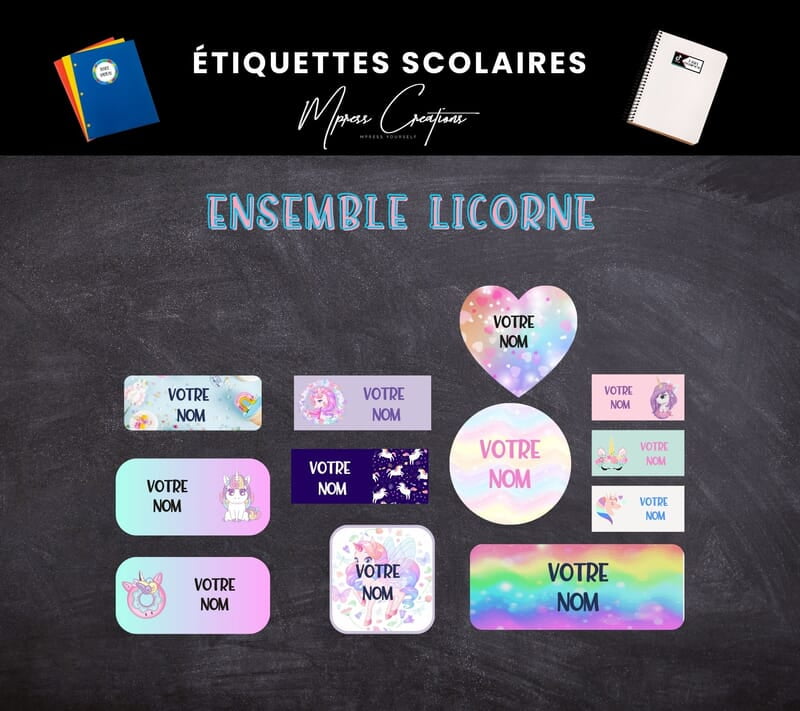 Étiquettes thématique Licorne Étiquettes thématique Licorne
