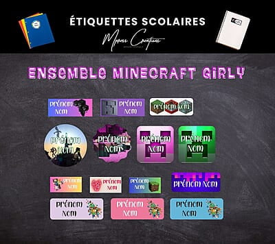 Étiquettes thématique Minecraft Girly Étiquettes thématique Minecraft Girly