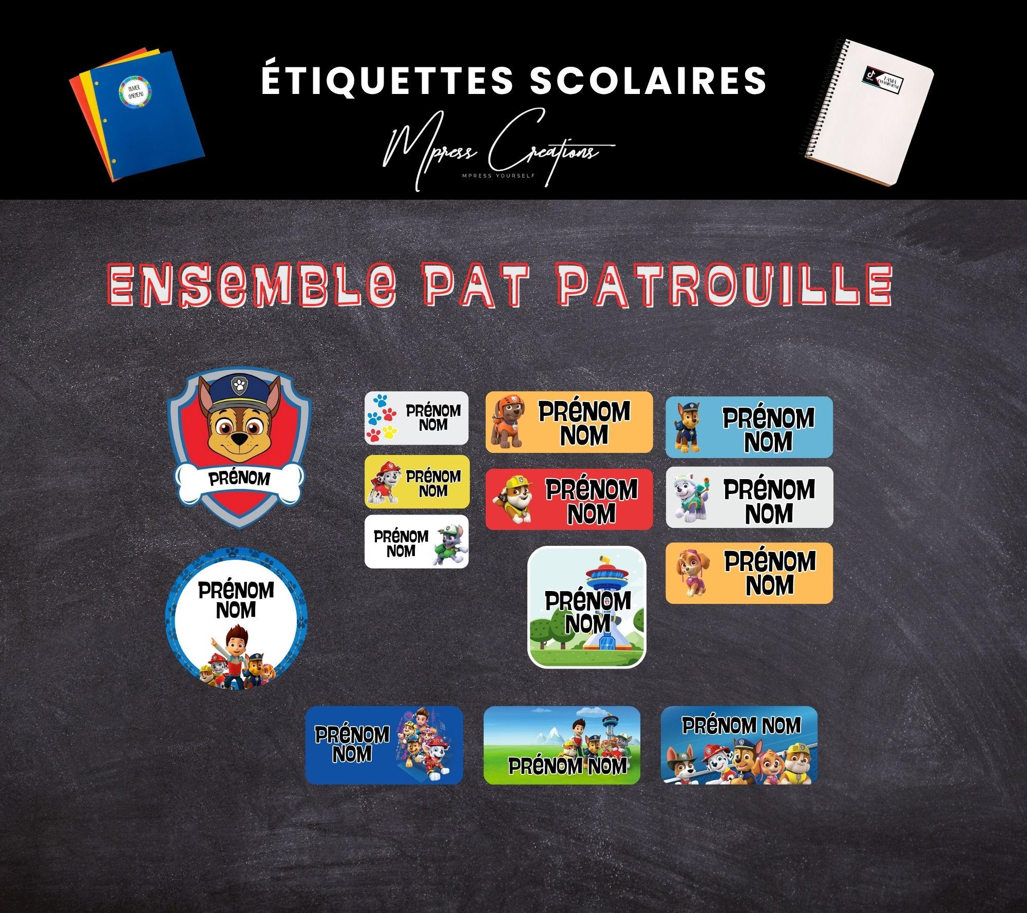 Étiquettes thématique Pat Patrouille Étiquettes thématique Pat Patrouille