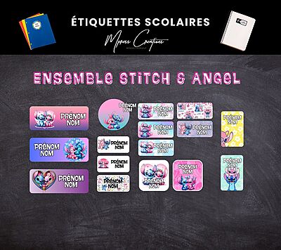 Étiquettes thématique Stitch & Angel Étiquettes thématique Stitch & Angel