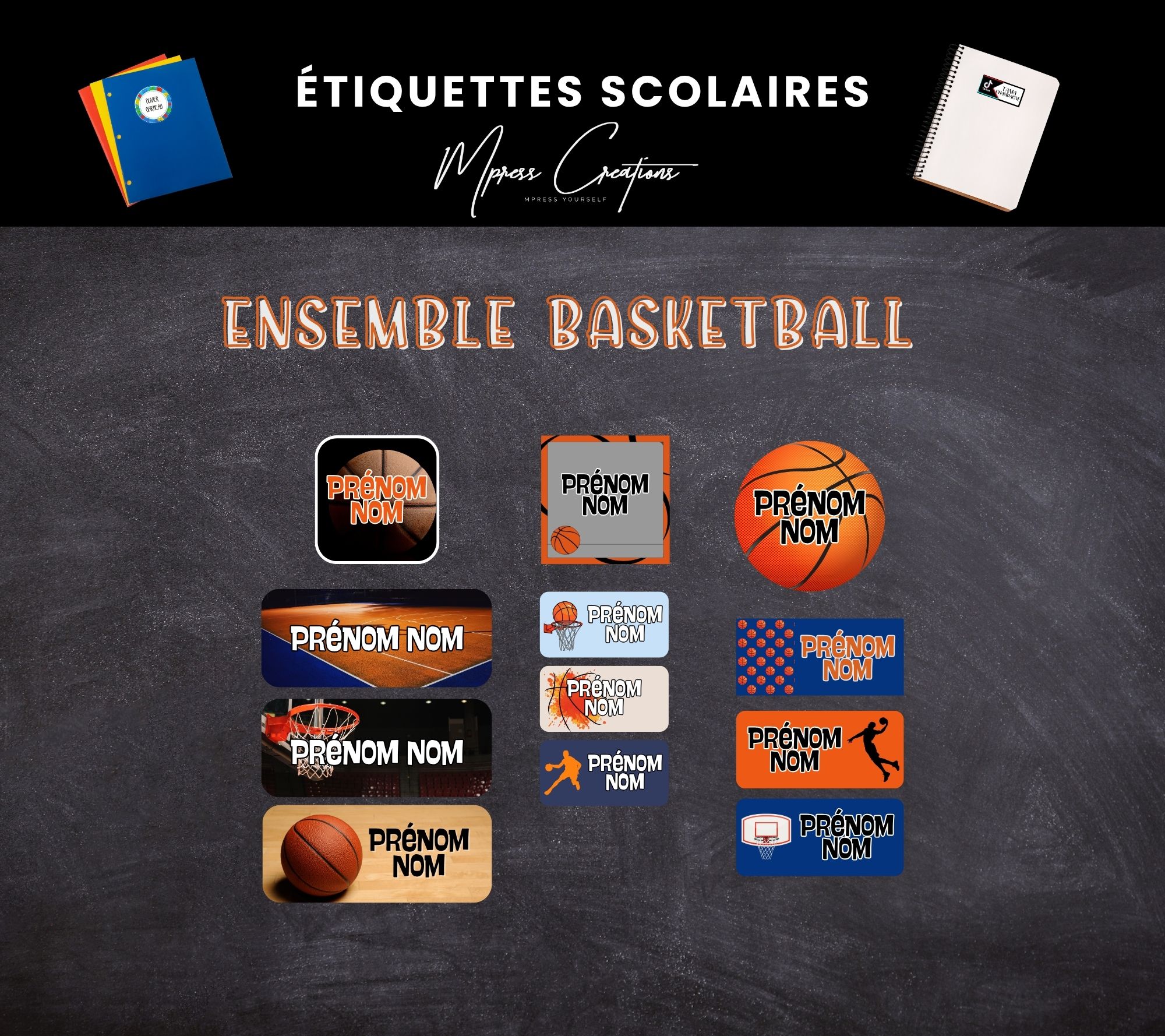 Étiquettes thématique Basketball Étiquettes thématique Basketball