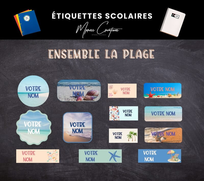 Étiquettes thématique Plage Étiquettes thématique Plage