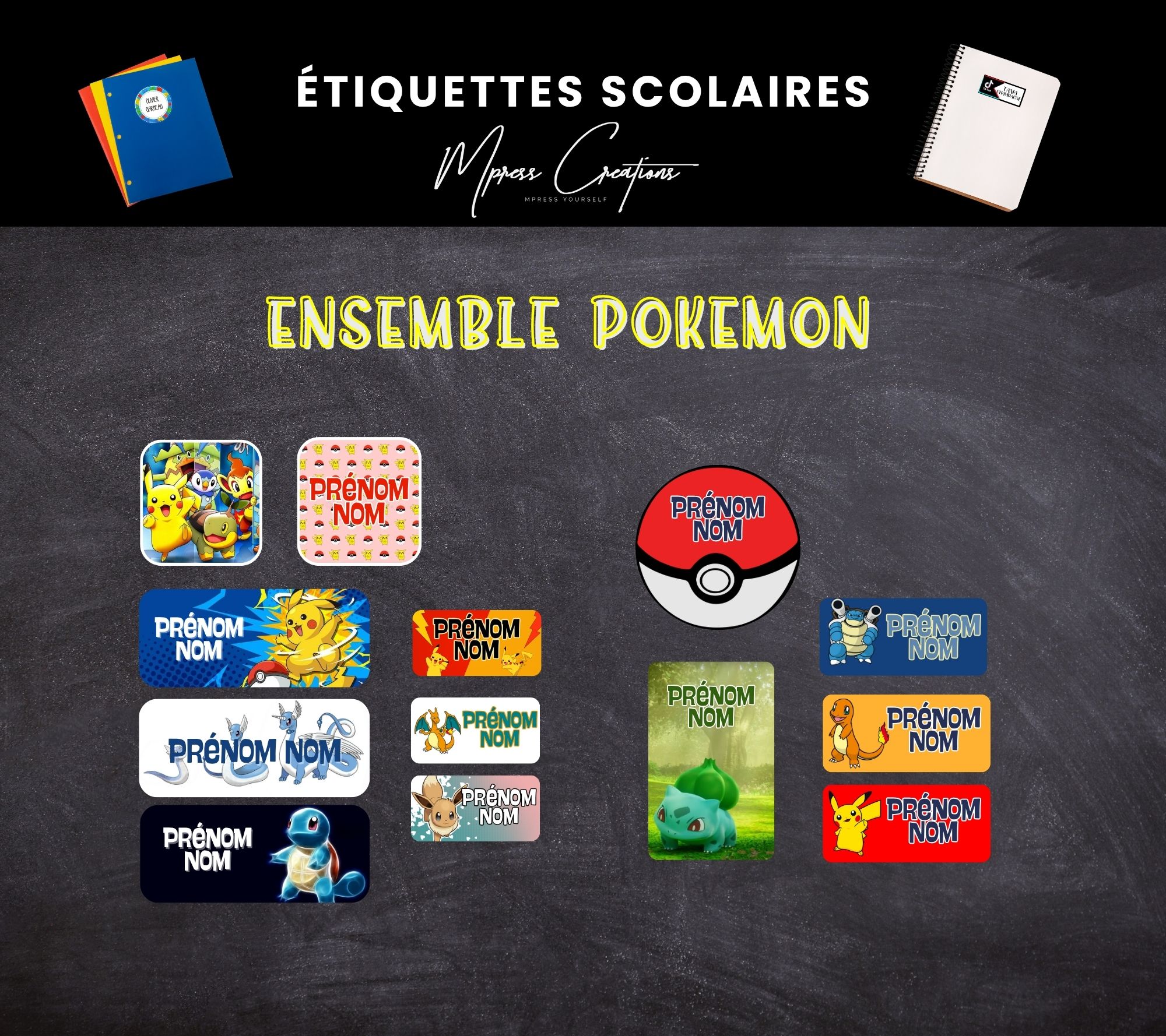 Étiquettes thématique Pokemon Étiquettes thématique Pokemon