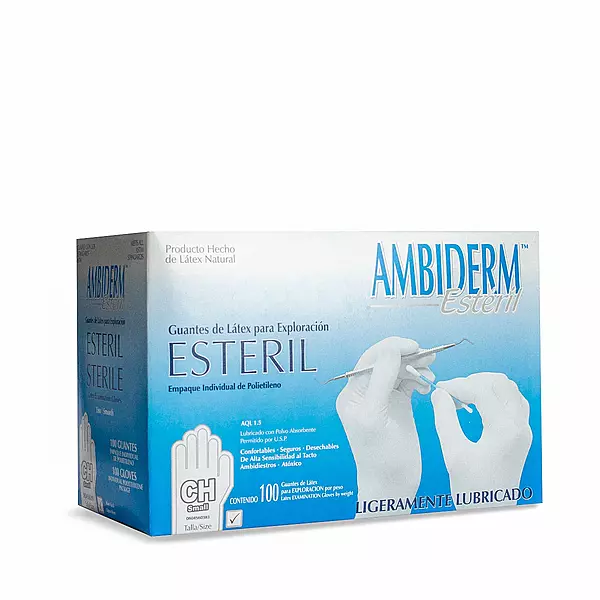 GUANTE DE LATEX  ESTERIL CHICO C/100 PLUS AMBIDERM