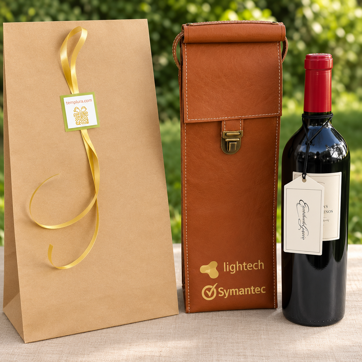 Estuche de cuero con vino para Lightech