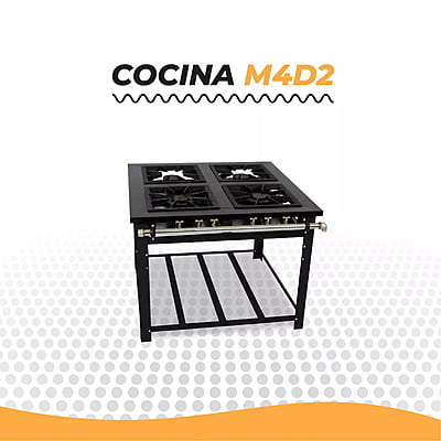 M4D2 COCINA A GAS, 2 QUEMADORES SENCILLOS, DOS QUEMADORES DOBLES