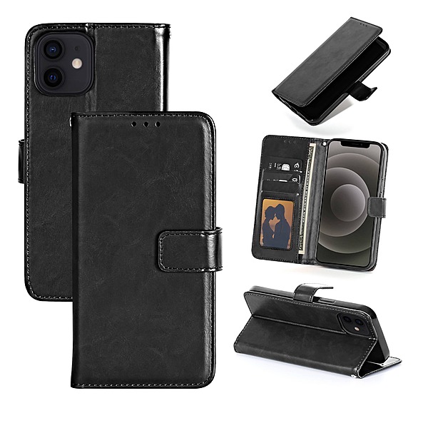 Etui Apple iPhone 13/14/15 Portefeuille Cuir Noir