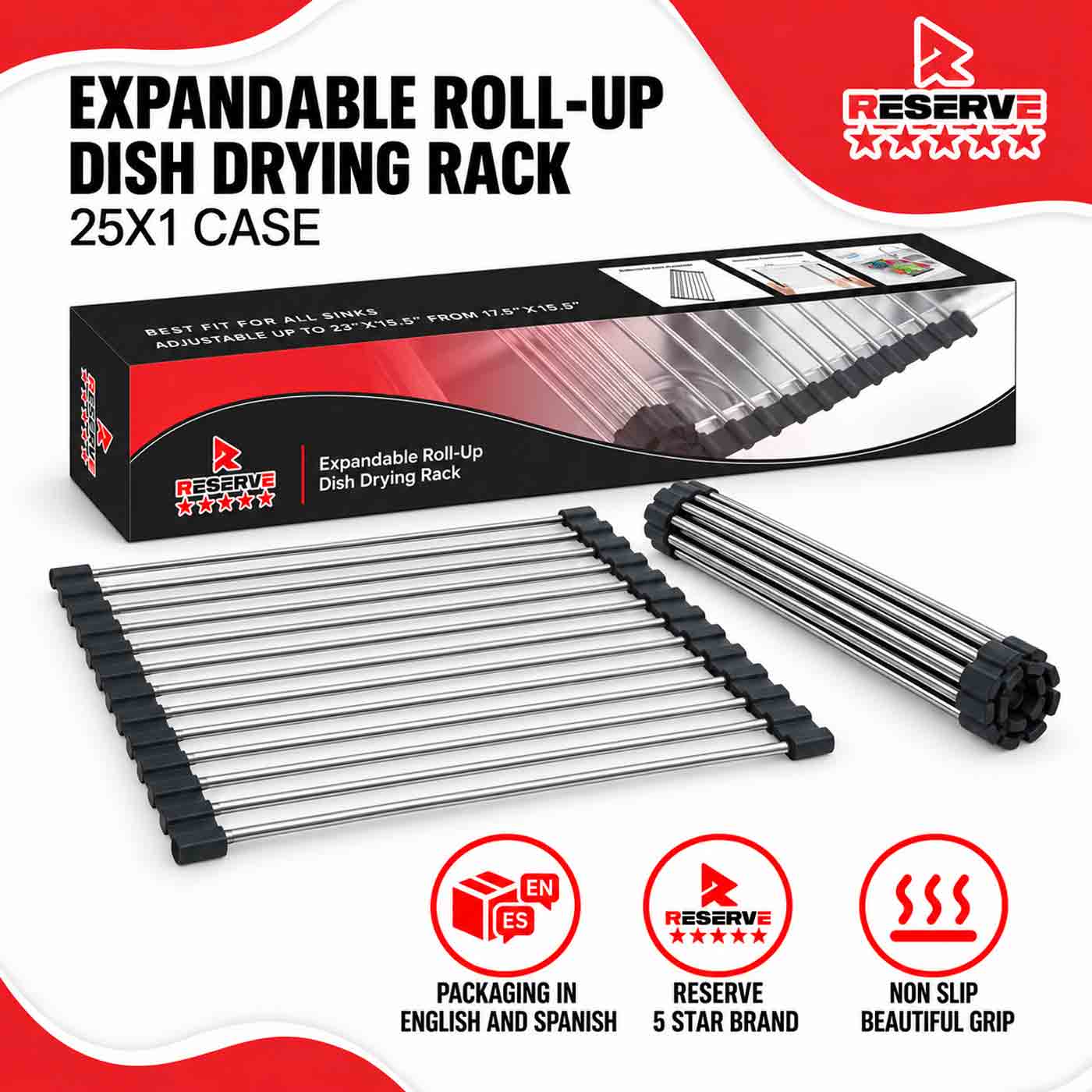 Expandable Roll-Up Dish Drying Rack Reserve 25/1