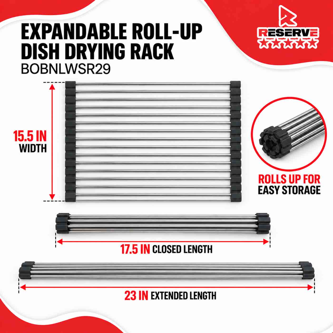 Expandable Roll-Up Dish Drying Rack Reserve 25/1