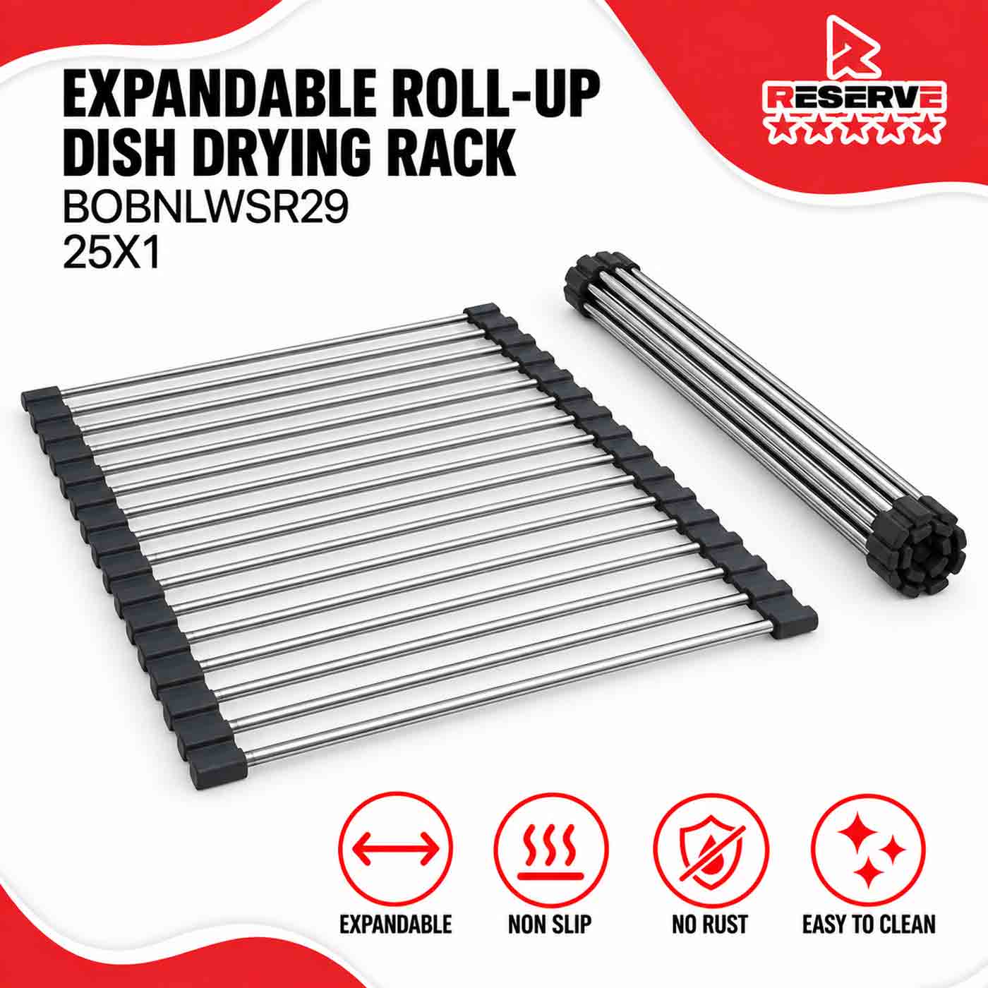 Expandable Roll-Up Dish Drying Rack Reserve 25/1