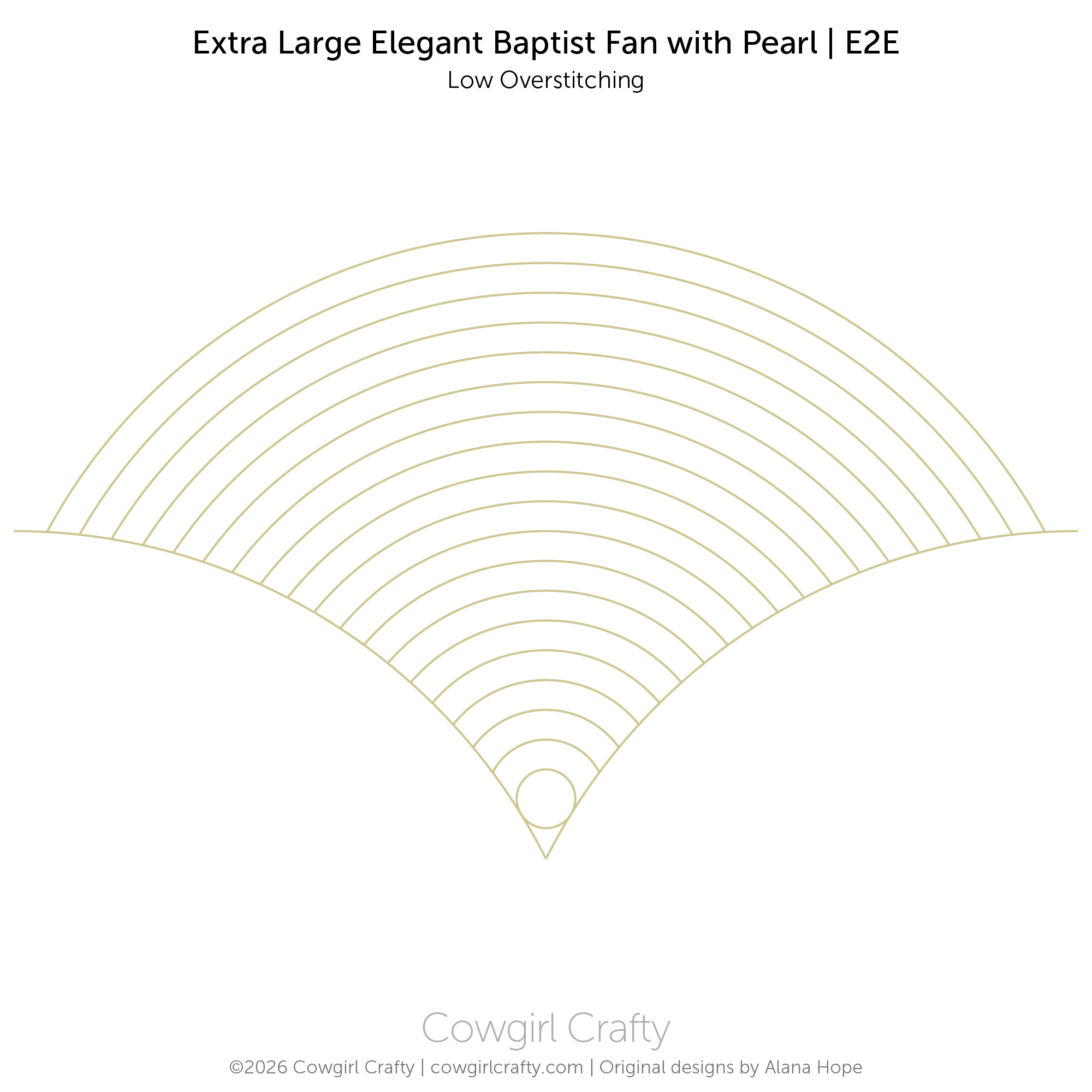 Extra Large Elegant Baptist Fan with Pearl | E2E | Digital Longarm Quilting Pattern