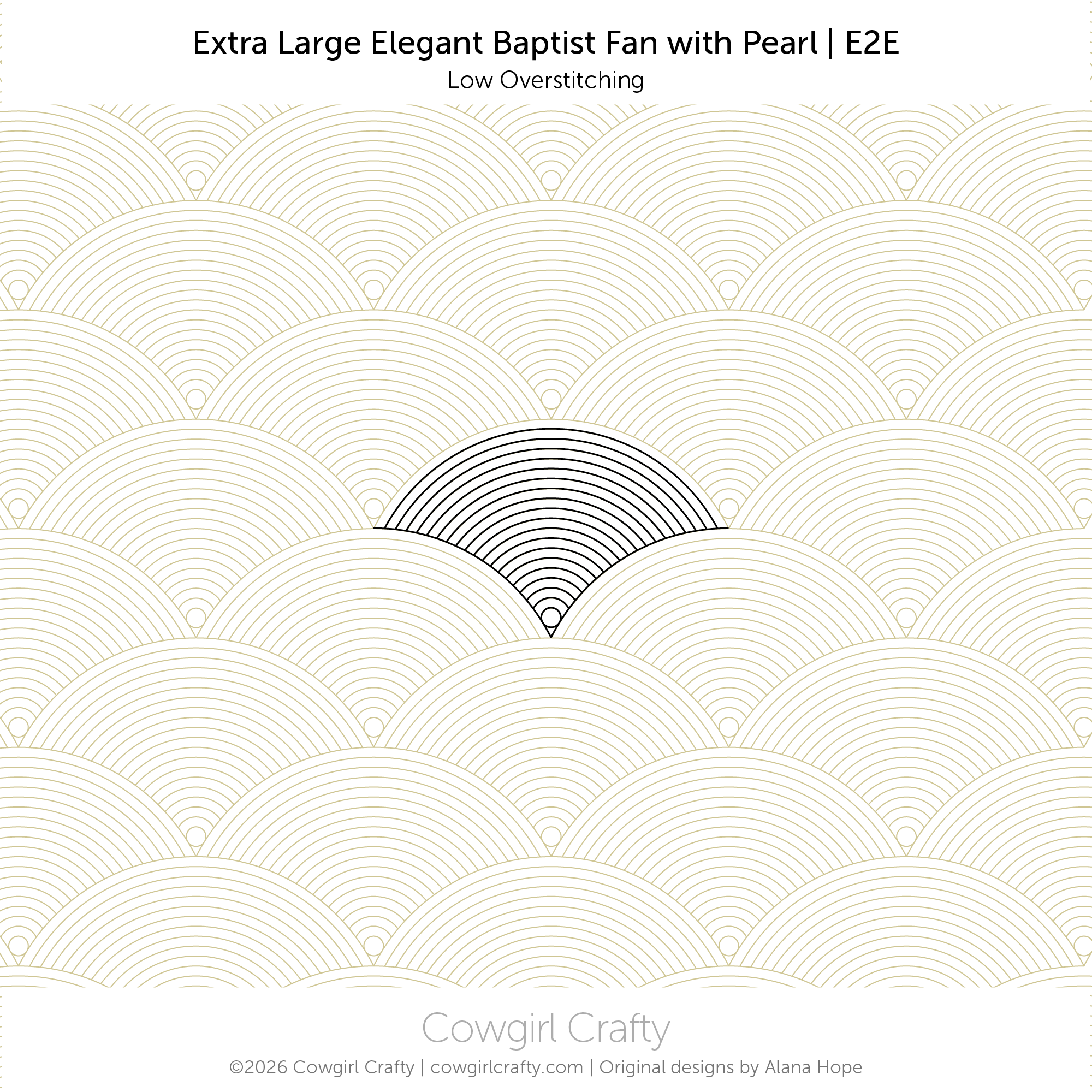 Extra Large Elegant Baptist Fan with Pearl | E2E | Digital Longarm Quilting Pattern