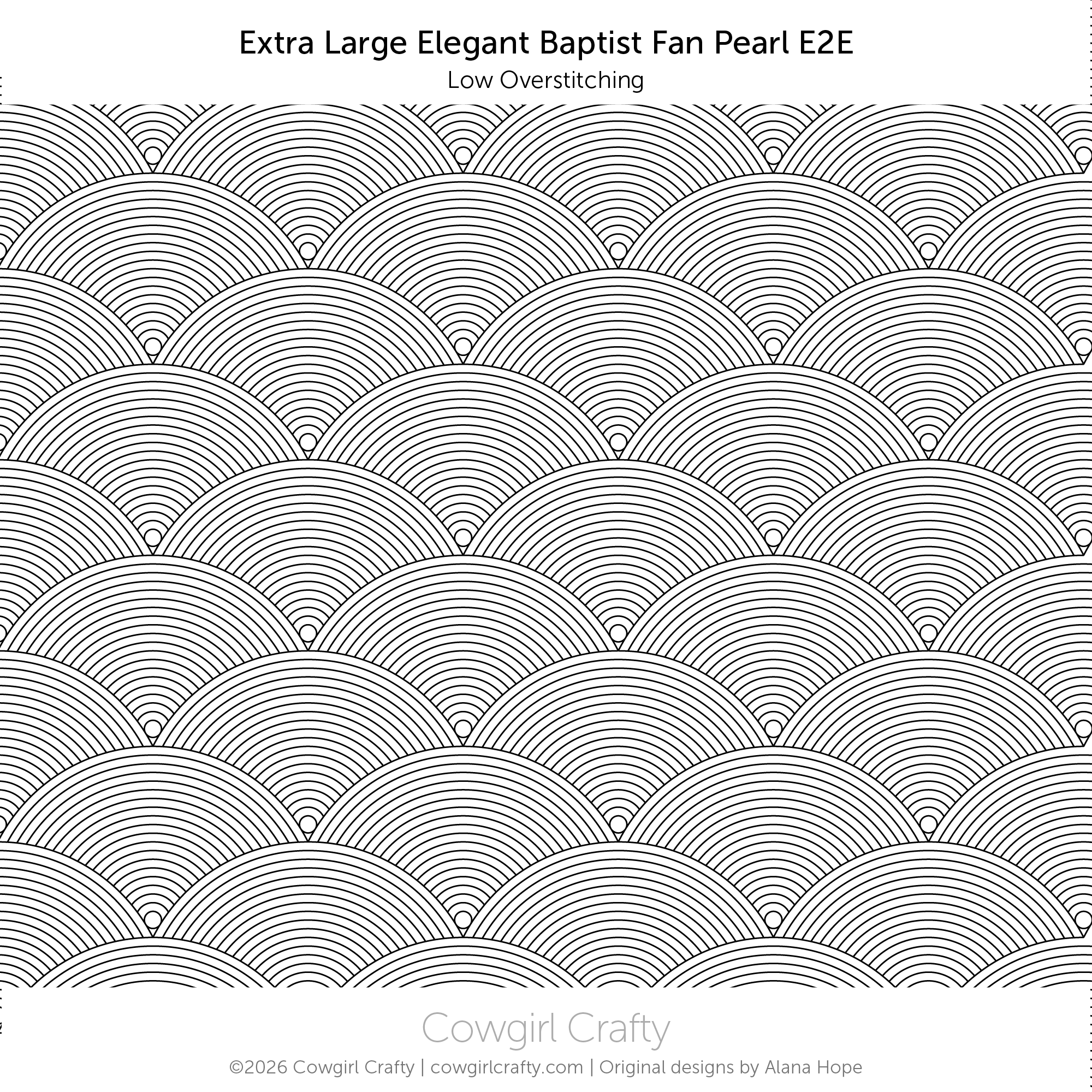 Extra Large Elegant Baptist Fan with Pearl | E2E | Digital Longarm Quilting Pattern