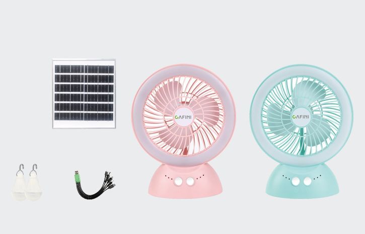 CAFFINI SOLAR DESKTOP FAN WITH LED LIGHT + 2 LED BULBS + SOLAR PANEL (CN-F2617)