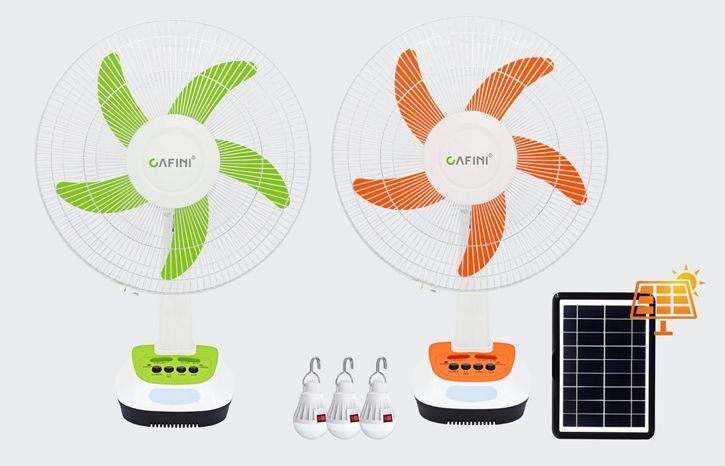 CAFINI 16INCHES RECHARGEABLE SOLAR FAN + 2 LED BULBS (CN-F2616BT)