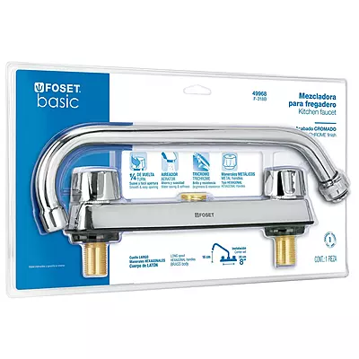 Mezcladora para fregadero, manerales hexagonal,Basic,blister - F-318B / 49968