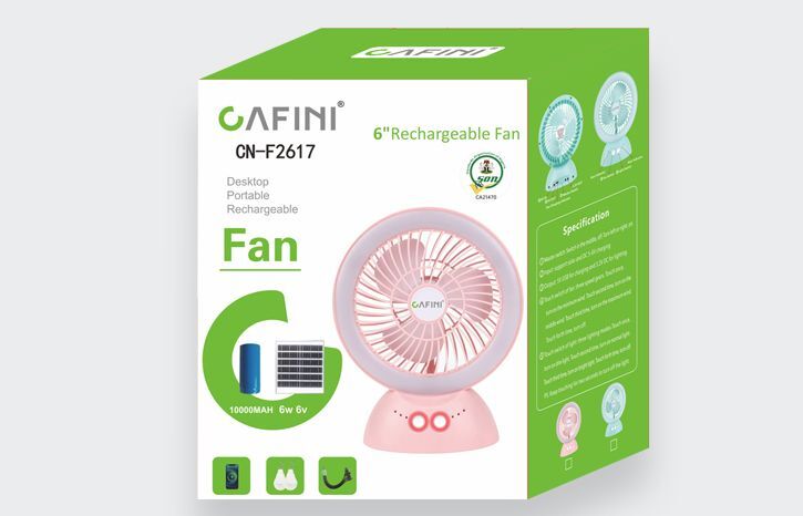 CAFFINI SOLAR DESKTOP FAN WITH LED LIGHT + 2 LED BULBS + SOLAR PANEL (CN-F2617)