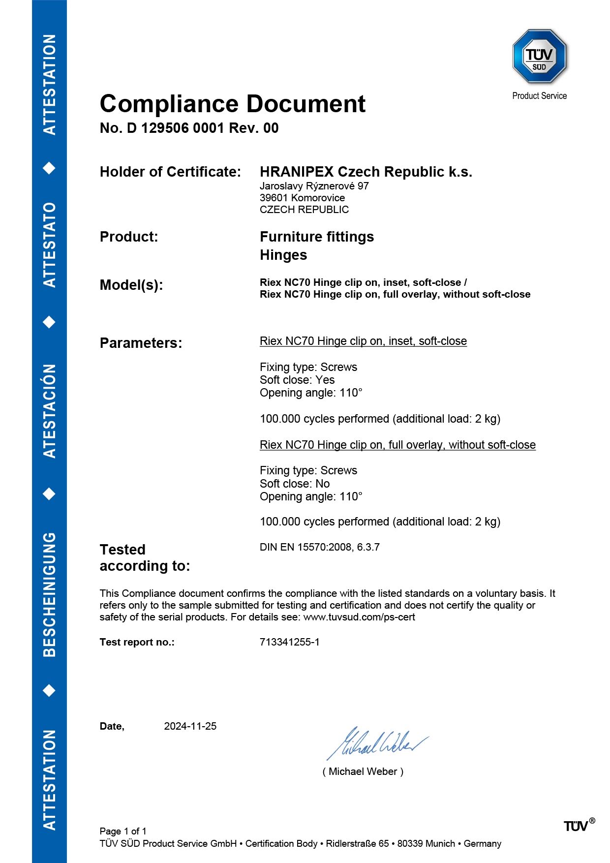 Riex NC70 Hinge