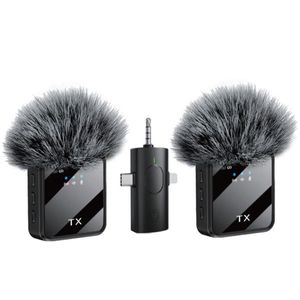 F15-2 Wireless Lavalier Microphone, Dual-Channel Mini Clip-on Mic with Noise Reduction,