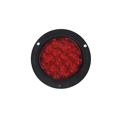 4" Red Round Tail/Stop/Turn Led Light With 16 Sq Leds And Steel Flange Mount