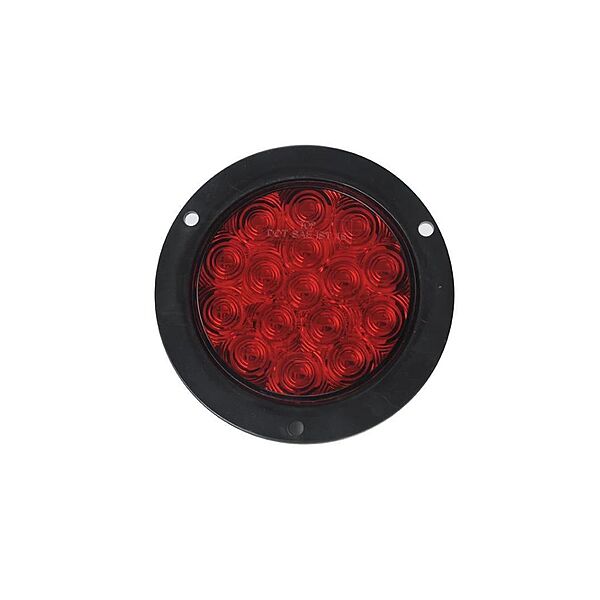 4" Red Round Tail/Stop/Turn Led Light With 16 Sq Leds And Steel Flange Mount
