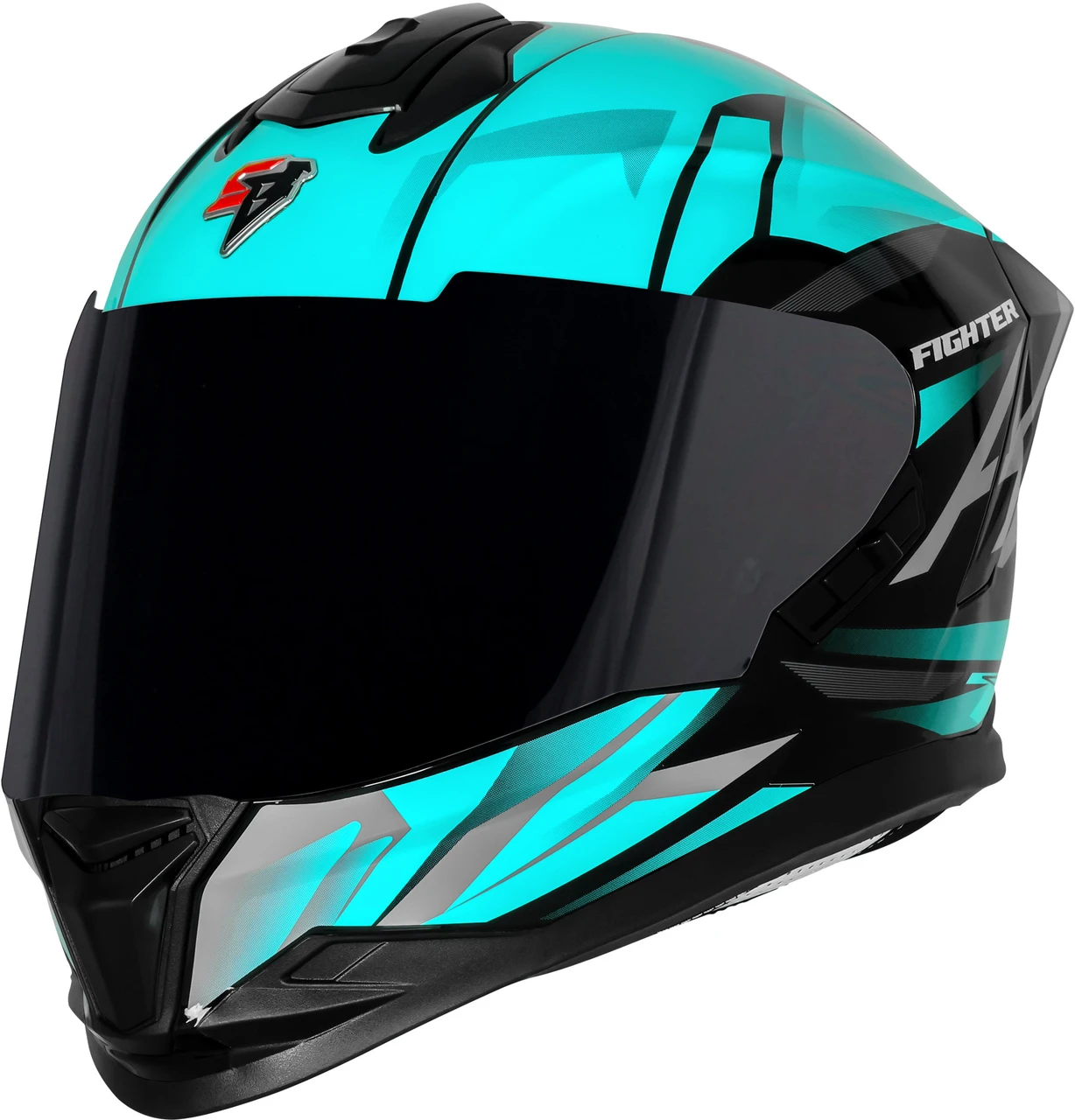 STEELBIRD SBH-57 ISS FIGHTER F4 GLOSSY BLACK/SEA GREEN C/V 600MM WITH EXTRA SMOKE VISOR STEELBIRD SBH-57 ISS FIGHTER F4 GLOSSY BLACK/SEA GREEN C/V 600MM WITH EXTRA SMOKE VISOR
