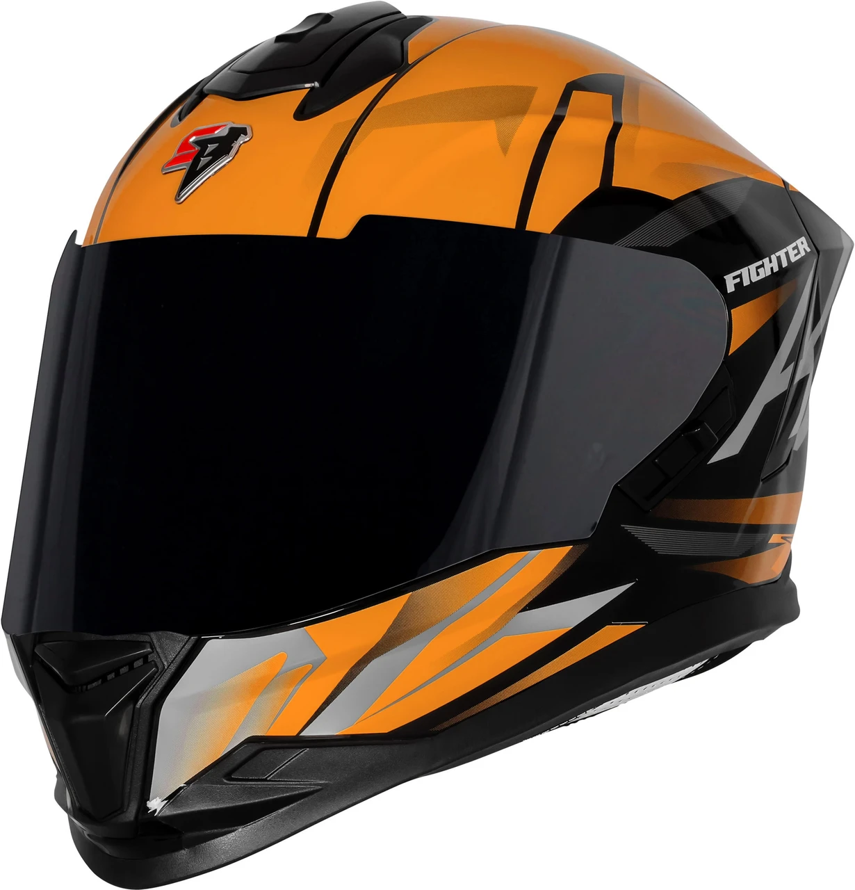 STEELBIRD SBH-57 ISS FIGHTER F4 GLOSSY BLACK/ORANGE C/V 580MM WITH EXTRA SMOKE VISOR