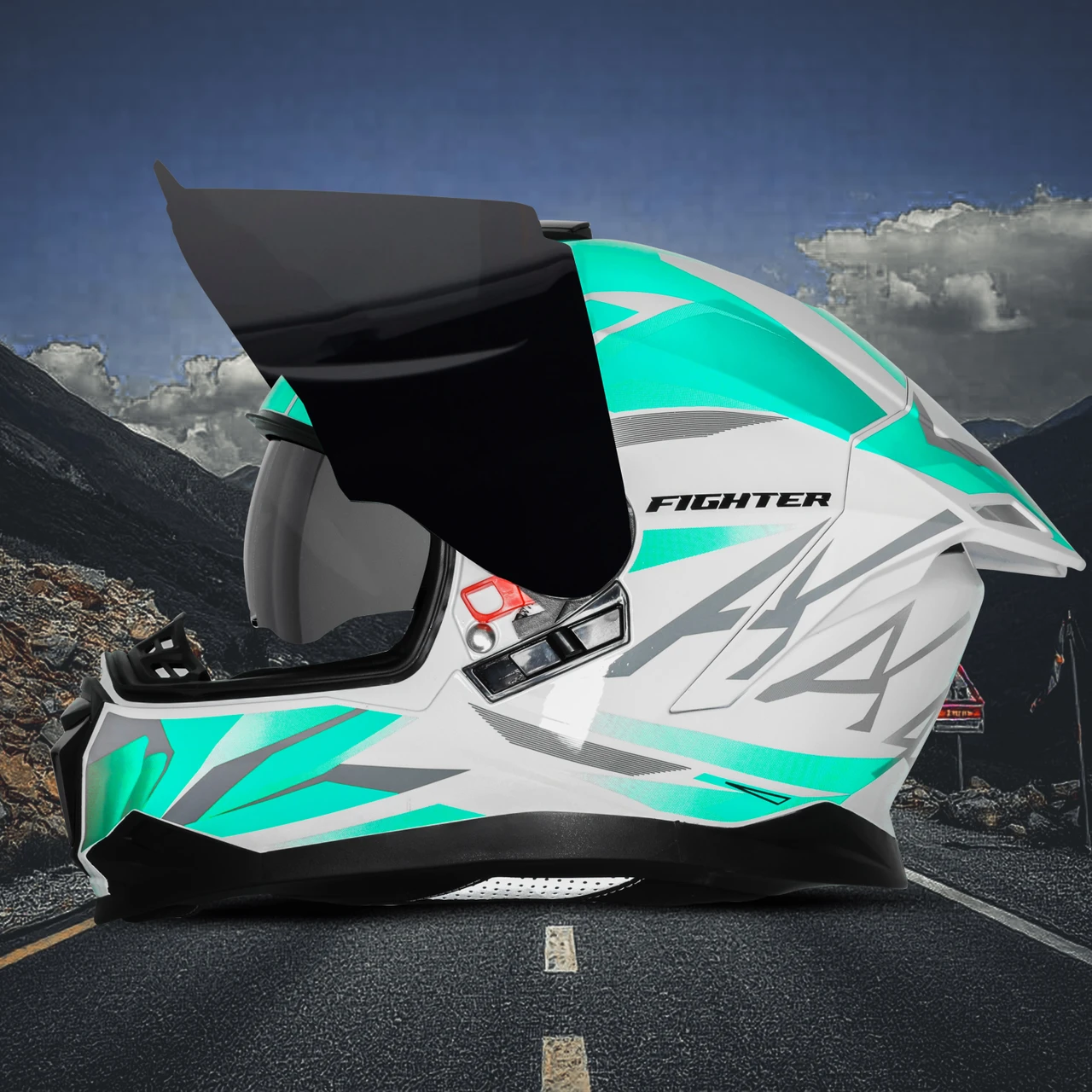 STEELBIRD SBH-57 ISS FIGHTER F4 GLOSSY WHITE/SEA GREEN C/V 600MM WITH EXTRA SMOKE VISOR STEELBIRD SBH-57 ISS FIGHTER F4 GLOSSY WHITE/SEA GREEN C/V 600MM WITH EXTRA SMOKE VISOR