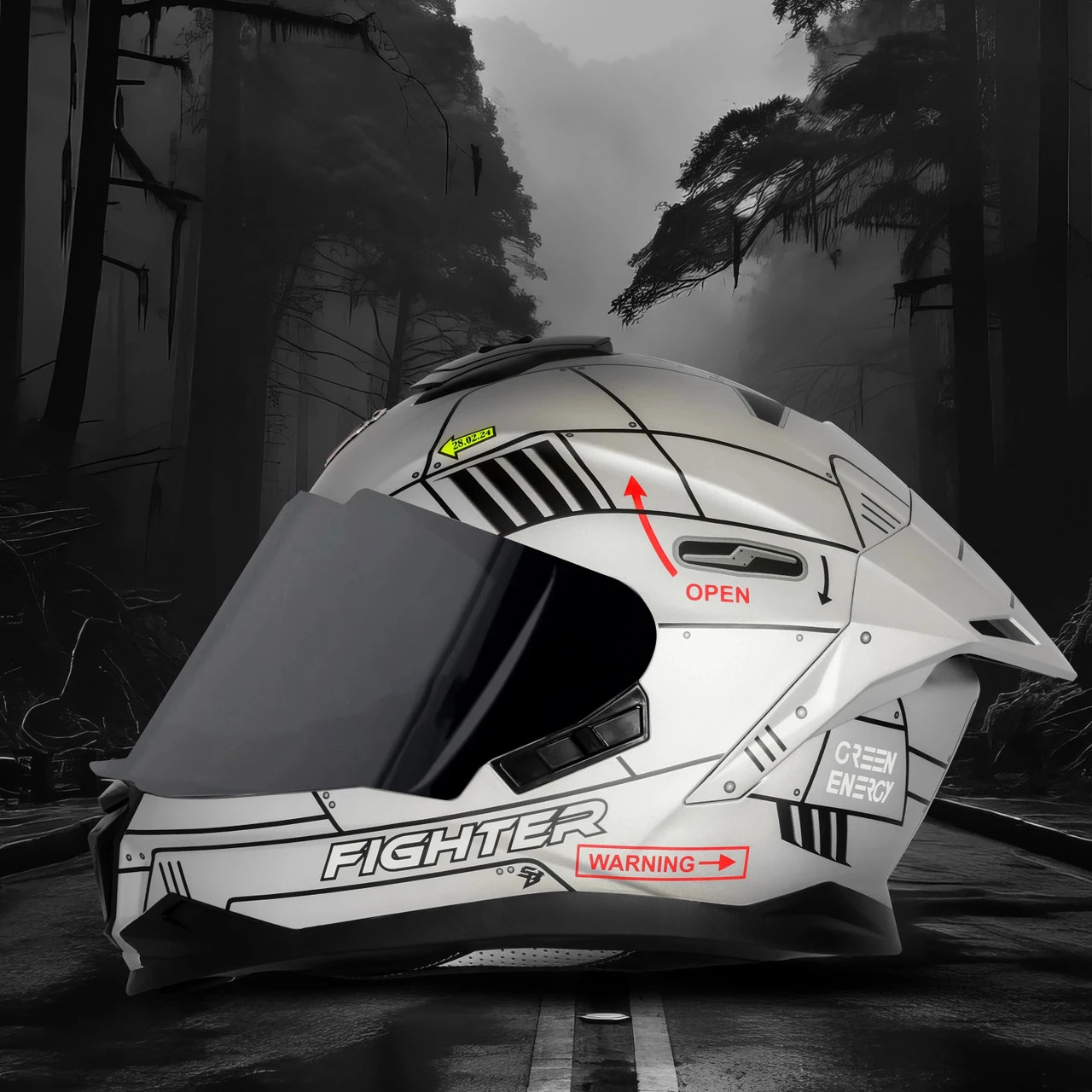 STEELBIRD SBH-57 ISS FIGHTER F6 GLOSSY SILVER/BLACK C/V 600MM WITH EXTRA SMOKE VISOR STEELBIRD SBH-57 ISS FIGHTER F6 GLOSSY SILVER/BLACK C/V 600MM WITH EXTRA SMOKE VISOR