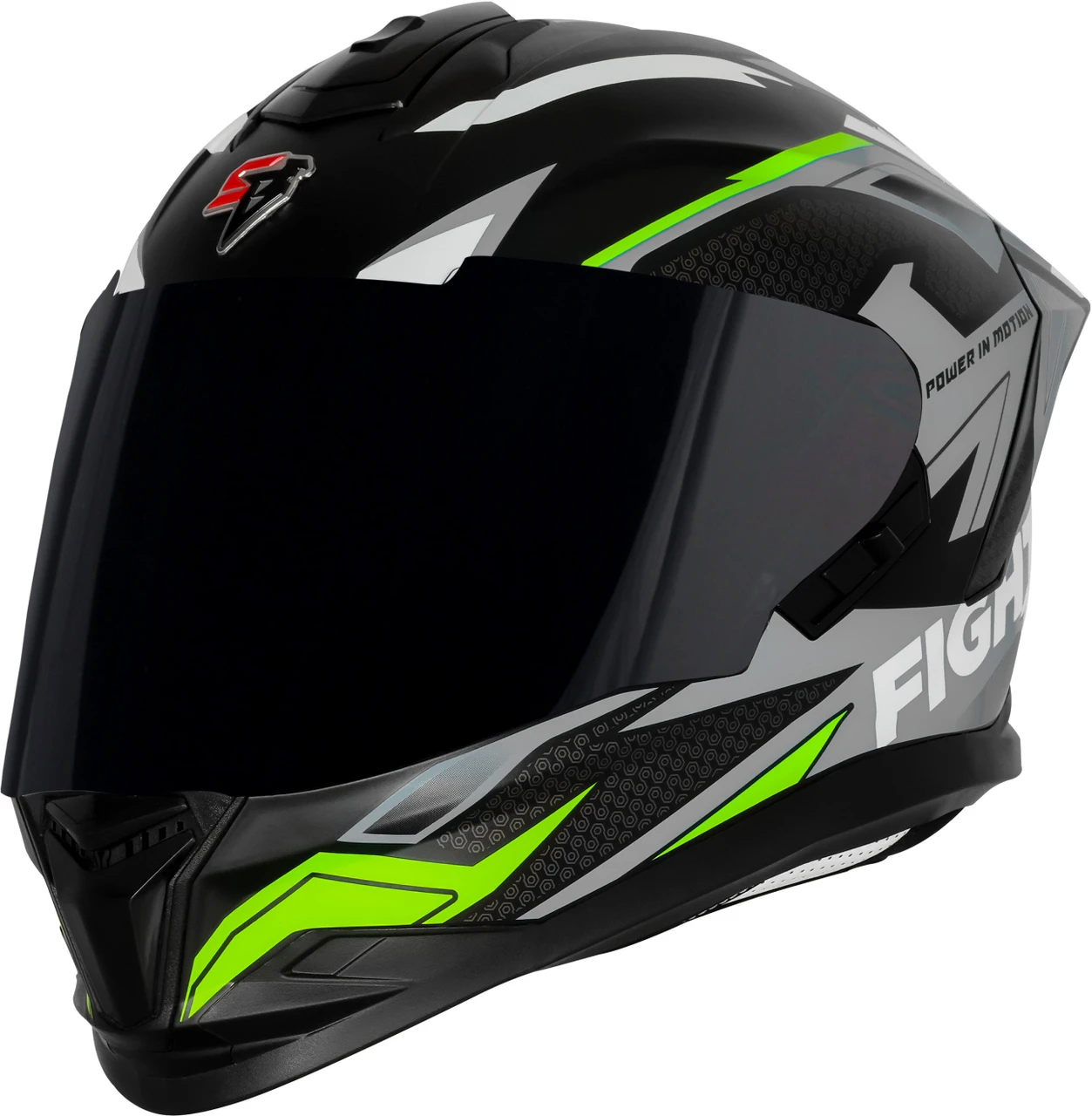 STEELBIRD SBH-57 ISS FIGHTER F7 GLOSSY BLACK/GREY C/V 600 MM WITH EXTRA SMOKE VISOR