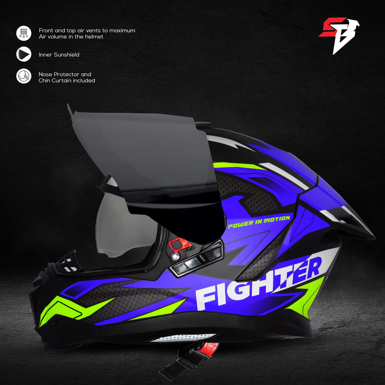 STEELBIRD SBH-57 ISS FIGHTER F7 GLOSSY BLACK/BLUE C/V 600MM WITH EXTRA SMOKE VISOR STEELBIRD SBH-57 ISS FIGHTER F7 GLOSSY BLACK/BLUE C/V 600MM WITH EXTRA SMOKE VISOR