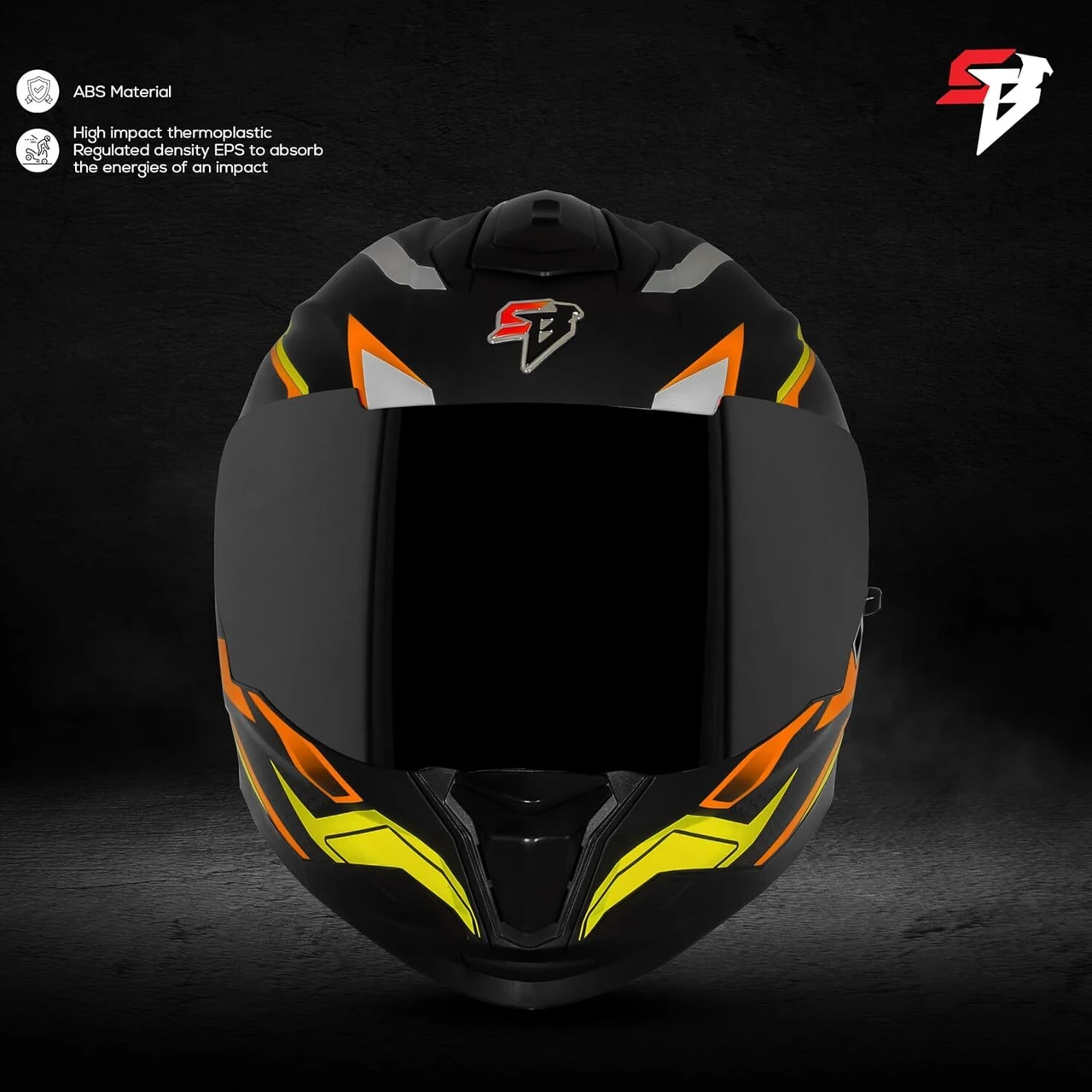 STEELBIRD SBH-57 ISS FIGHTER F7 GLOSSY BLACK/ORANGE C/V 600MM WITH EXTRA SMOKE VISOR STEELBIRD SBH-57 ISS FIGHTER F7 GLOSSY BLACK/ORANGE C/V 600MM WITH EXTRA SMOKE VISOR