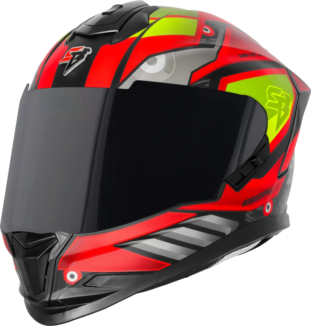STEELBIRD SBH-57 ISS FIGHTER F8 GLOSSY BLACK/RED C/V 600MM WITH EXTRA SMOKE VISOR STEELBIRD SBH-57 ISS FIGHTER F8 GLOSSY BLACK/RED C/V 600MM WITH EXTRA SMOKE VISOR