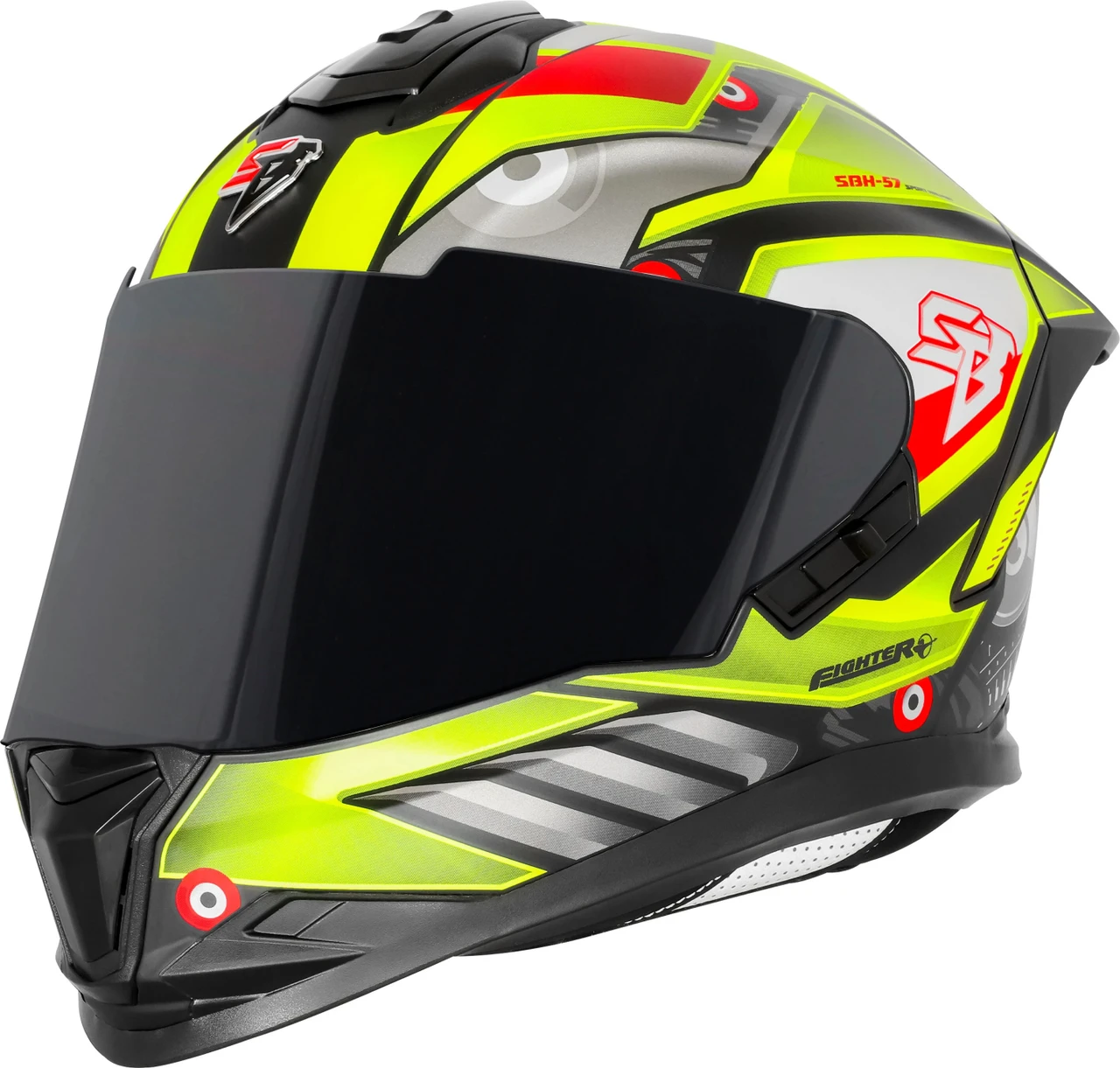 STEELBIRD SBH-57 ISS FIGHTER F8 GLOSSY BLACK/NEON C/V 600MM WITH EXTRA SMOKE VISOR STEELBIRD SBH-57 ISS FIGHTER F8 GLOSSY BLACK/NEON C/V 600MM WITH EXTRA SMOKE VISOR