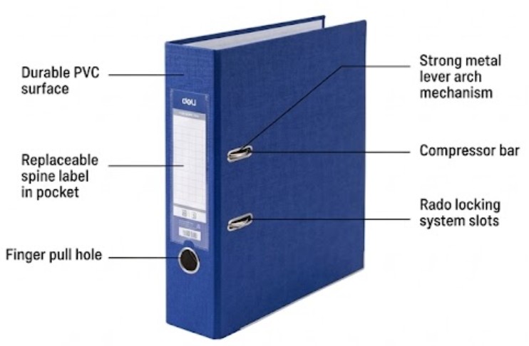 DELI F821-BL PVC BOX FILE FC BLUE