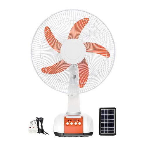 EASY POWER 16INCHES RECHARGEABLE SOLAR FAN + 2 LED BULBS
