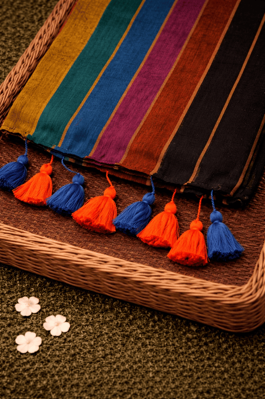 Mul Cotton Saree without Blouse - Multi Colour