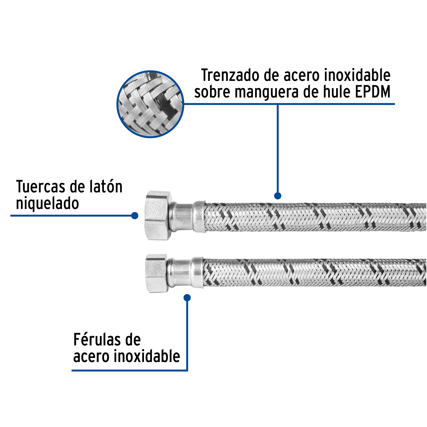 Manguera Para Boiler De 1/2 A 3/4 Aluminio 60 cm - FBO-1260X